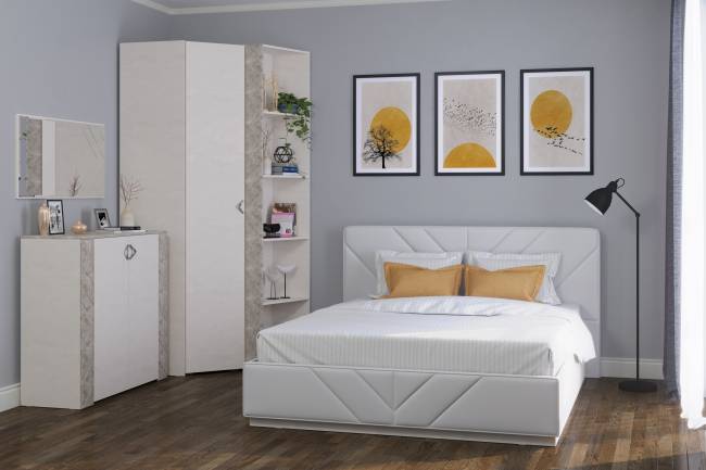 Комод с дверками с зеркалом Амели Моби цвет шёлковый камень/бетон чикаго беж