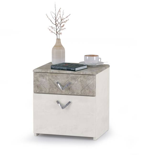 Кровать 1600 с подъёмным ортопедическим основанием и тумбочкой Амели 11.31 цвет шёлковый камень/бетон чикаго беж