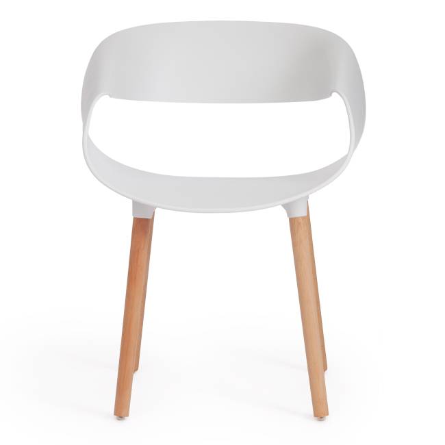 Стул QXX (mod. C1058-1) пластик/дерево, 60 х 53 х 81 см, White (Белый) 70029/ натуральный (Комплект из 4 шт.) белый пластик/дерево