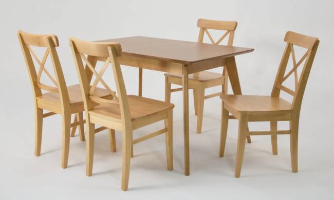 Стол Сканди 120 натур со стульями Ингольф натур