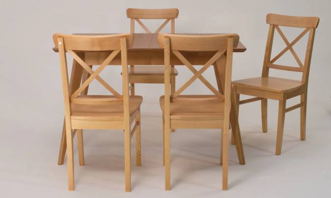 Стол Сканди 120 натур со стульями Ингольф натур