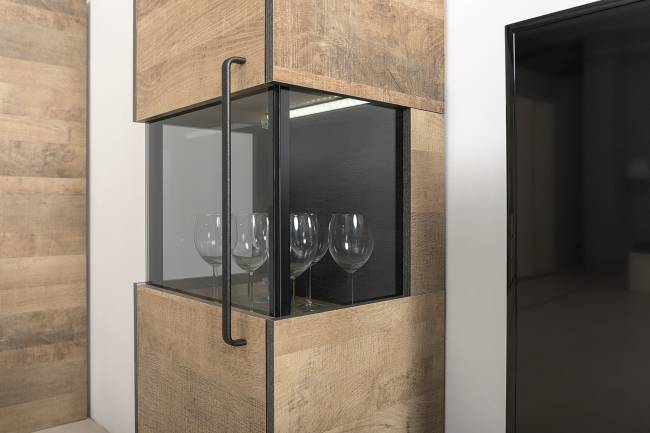 Стенка для гостиной с подсветкой Трувор № 24 цвет дуб гранж песочный/интра