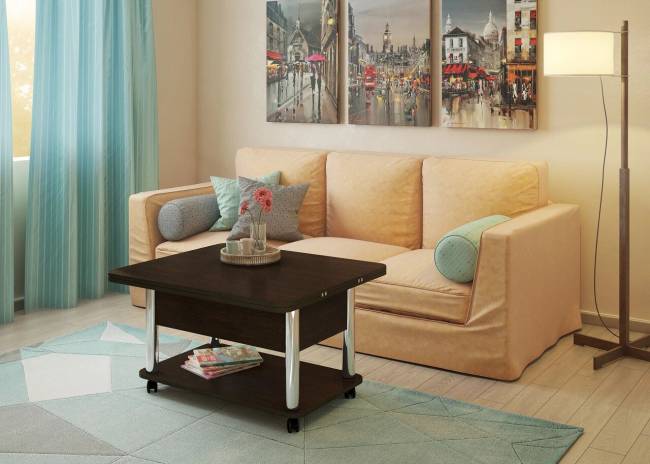 Стол-трансформер Дебют 3 темный венге/ножки хром