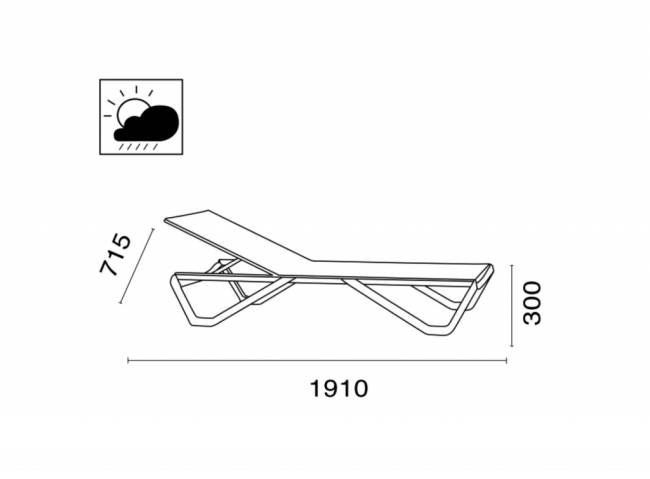 Шезлонг-лежак металлический Wave Paint белый, бирюзовый 1910х715х300 мм