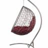 Подвесное кресло из ротанга "Kokos Gray" бордовая подушка
