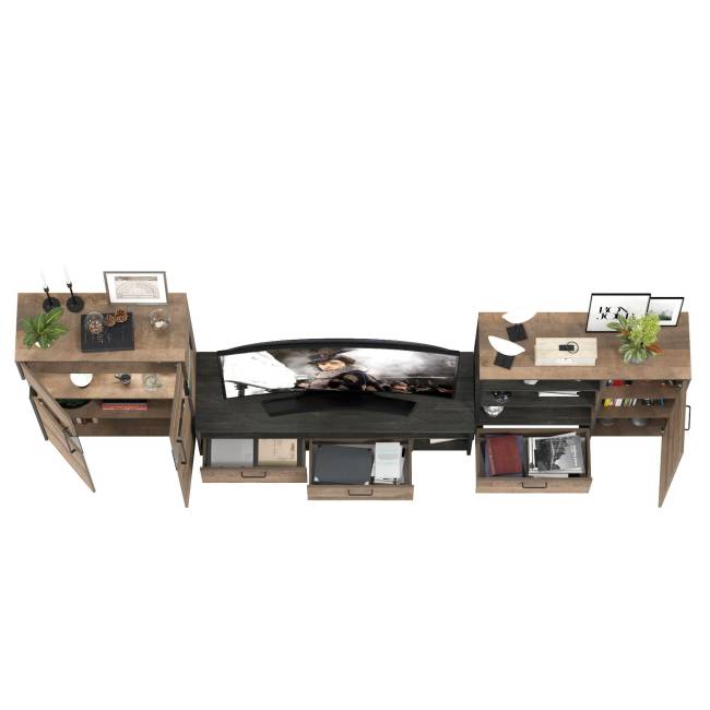 Стенка в гостиную Трувор № 54 с тумбой с подсветкой цвет дуб гранж песочный/интра Стенка в гостиную Трувор № 54 с тумбой с подсветкой цвет дуб гранж песочный/интра