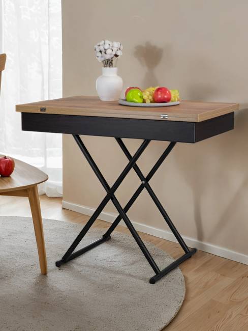 Стол-трансформер Лерон дуб крафт золотой/черный
