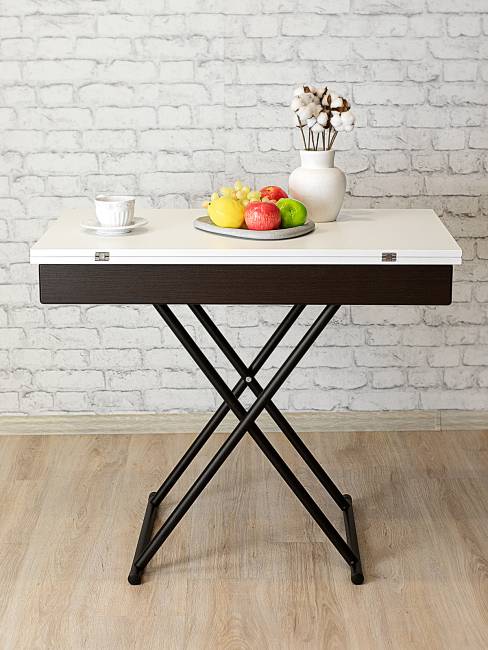 Стол-трансформер Лерон белый/черный