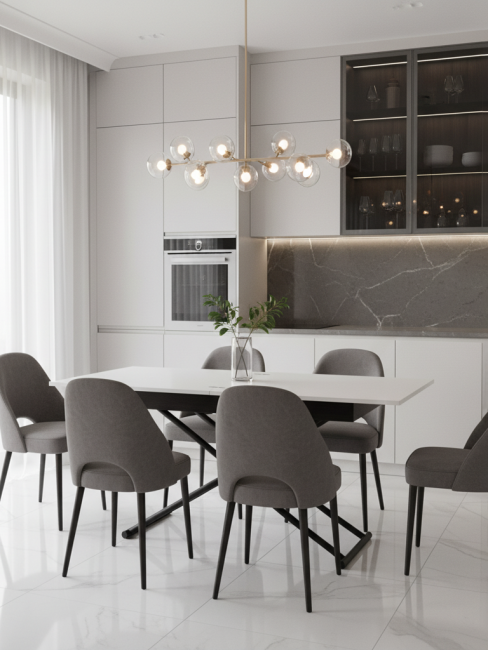 Стол-трансформер Лерон белый/черный