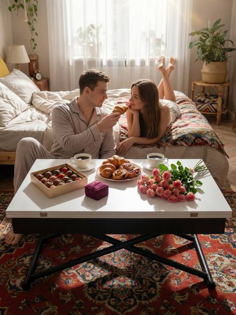 Стол-трансформер Лерон белый/черный