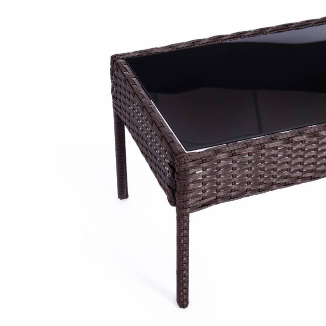 Лаундж сет [диван+2кресла+столик+подушки] (мод.210000) пластиковый ротанг, 107х60х73см/58х60х72,5см/75х40.5х37,5, коричневый, ткань DB-02 бежевый коричневый, ткань: DB-02 бежевый пластиковый ротанг