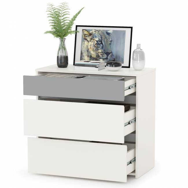 Комод Торонто 13.321 цвет белый шагрень/стальной серый