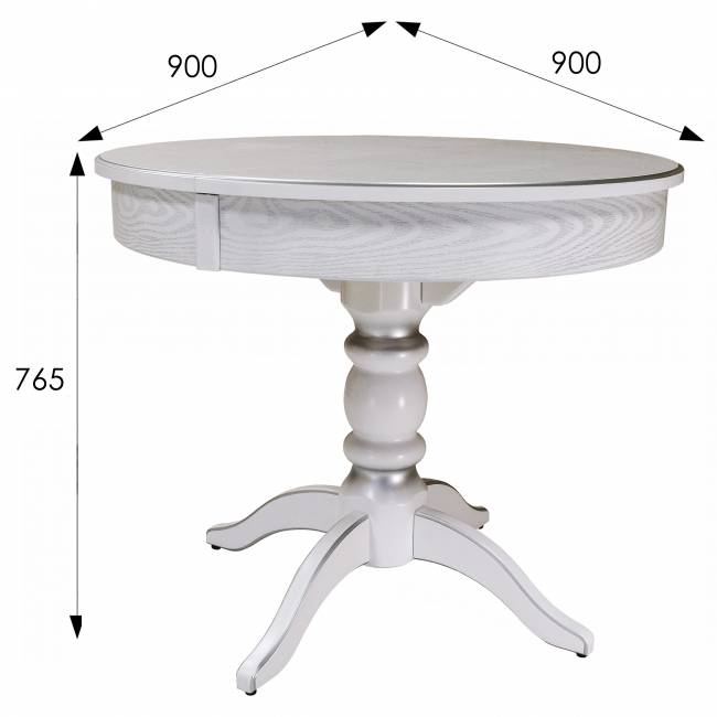 Стол обеденный Фидея 4 раздвижной белый/серебро 90/130*90 Стол обеденный Фидея 4 раздвижной белый/серебро 90/130*90