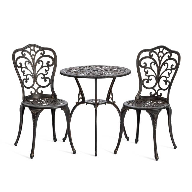 Комплект Secret de Maison Romance/Романс (стол+2 стула) алюминиевый сплав, D60/H67, 53х41х89см, бронзовый бронза/bronze алюминиевый сплав