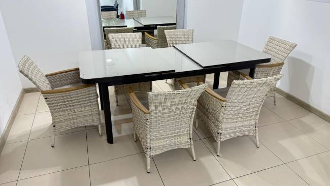 LUDWIG + AMELIA обеденный комплект бежевого цвета LUDWIG + AMELIA обеденный комплект бежевого цвета