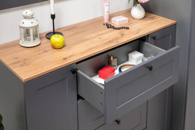 Комод Остин 16.221 цвет серый графит/дуб крафт золотой