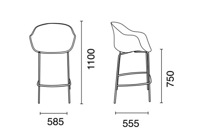 Кресло барное пластиковое Globe-K Bar черный 610х580х1120 мм Кресло барное пластиковое Globe-K Bar черный 610х580х1120 мм