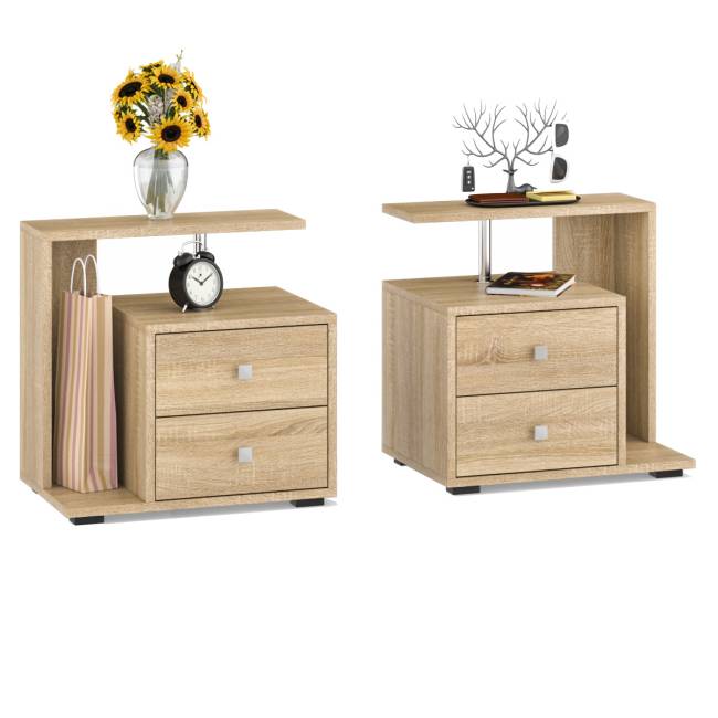 Кровать 1400 Камелия + две тумбы цвет дуб сонома