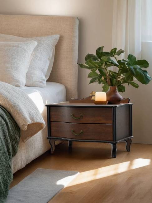 Тумбочка Джульетта широкая 2 ящика орех Л