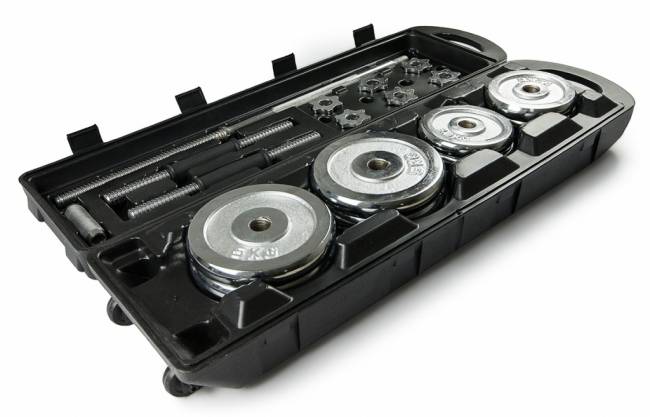 Набор Гантели и штанга AMETIST 50кг в чемодане (металл краш)