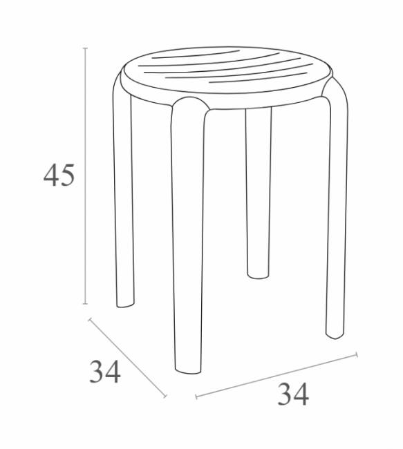 Табурет пластиковый Tom 45 бежевый 340х340х450 мм Табурет пластиковый Tom 45 бежевый 340х340х450 мм