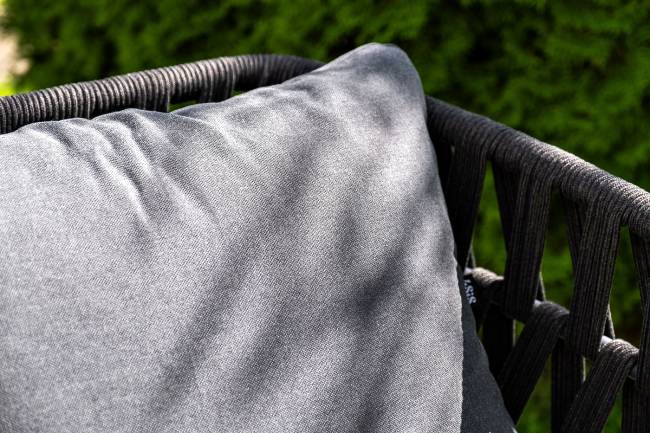 "Диего" лаунж-зона 4-местная плетеная из роупа (веревки), каркас алюминиевый темно-серый, роуп темно-серый "Диего" лаунж-зона 4-местная плетеная из роупа (веревки), каркас алюминиевый темно-серый, роуп темно-серый