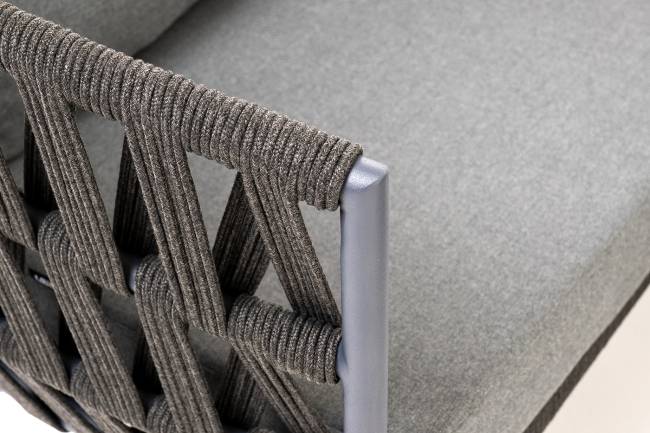 "Диего" лаунж-зона 4-местная плетеная из роупа (веревки), каркас алюминиевый темно-серый, роуп темно-серый "Диего" лаунж-зона 4-местная плетеная из роупа (веревки), каркас алюминиевый темно-серый, роуп темно-серый