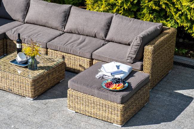 "Лунго" трансформирующийся диван из искусственного ротанга (гиацинт), цвет соломенный