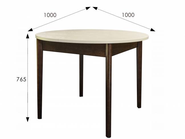 Стол обеденный Мариус М 81 раздвижной слоновая кость/орех 100/139*100 Стол обеденный Мариус М 81 раздвижной слоновая кость/орех 100/139*100