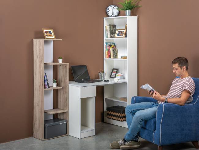 Компьютерный стол со шкафом комбинированным Лайт 10.01 цвет белый гладкий