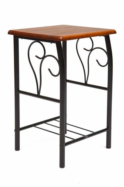 Тумба прикроватная PICCOLO металл/гевея, 37х40х60см, черный/красный дуб черный/красный дуб металл/гевея