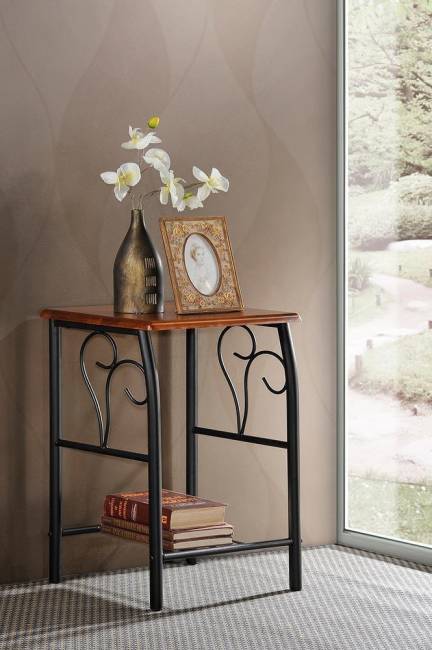 Тумба прикроватная PICCOLO металл/гевея, 37х40х60см, черный/красный дуб черный/красный дуб металл/гевея