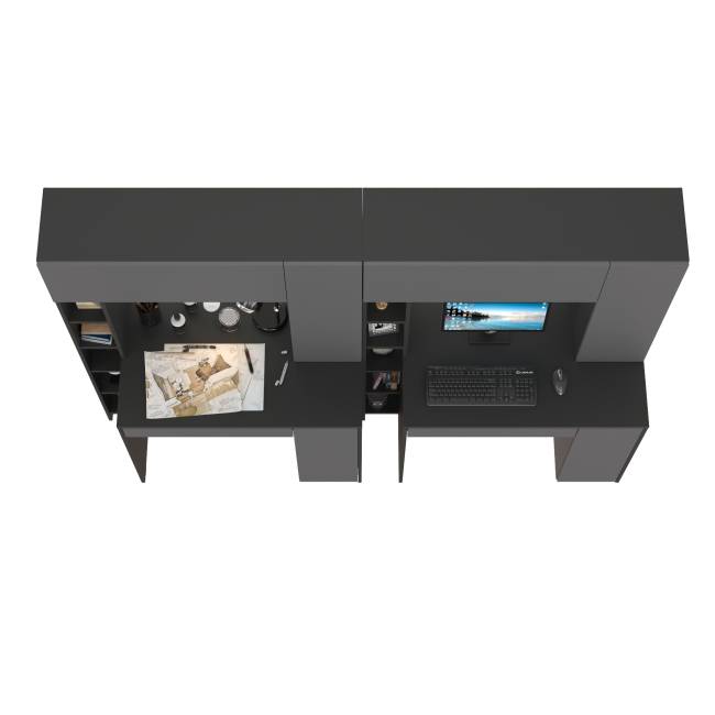 Два стола компьютерных с выдвижной полкой Комфорт 12.71 антрацит/тёмно-серый