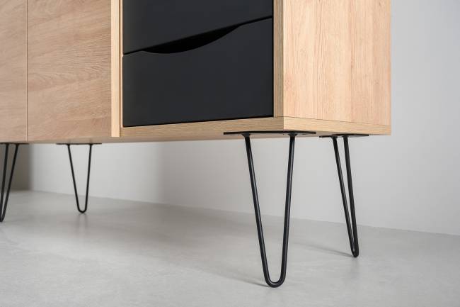 Два комода-тумбы с четырьмя ящиками и дверкой каждый Брюс цвет чёрный/Battle rock Santiago