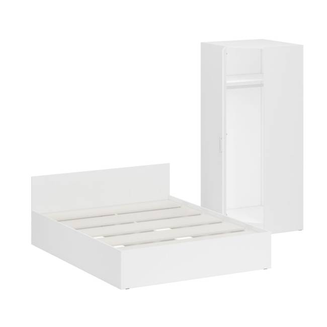 Кровать белая двуспальная 1600 с угловым шкафом Стандарт цвет белый Кровать белая двуспальная 1600 с угловым шкафом Стандарт цвет белый